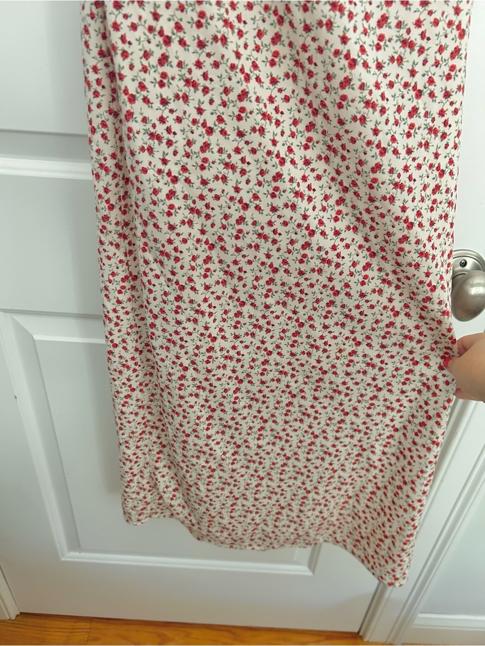 Abercrombie Cream White Rose Floral Print Midi Dress Size XSmall Petite - Picture 5 of 7